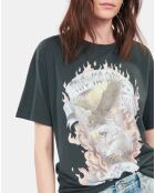 T-shirt avec sérigraphie noir lavé