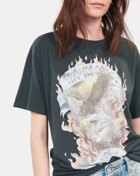 T-shirt avec sérigraphie noir lavé