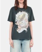 T-shirt avec sérigraphie noir lavé