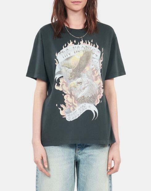 T-shirt avec sérigraphie noir lavé