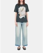 T-shirt avec sérigraphie noir lavé