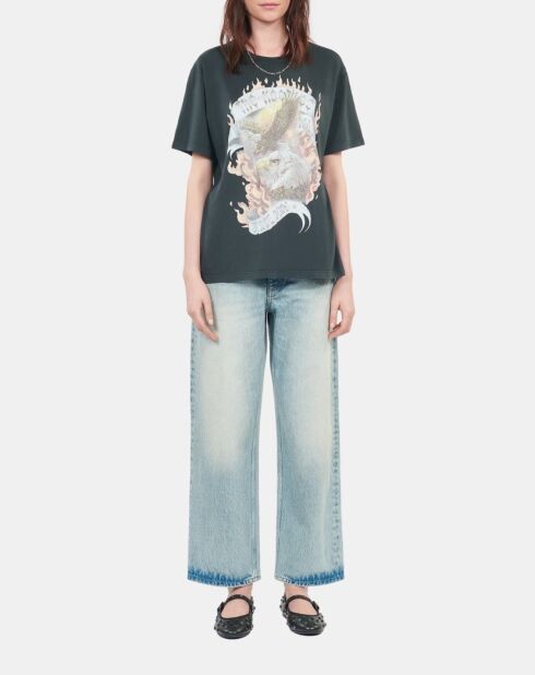 T-shirt avec sérigraphie noir lavé