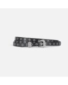 Ceinture fine double tour en cuir noire