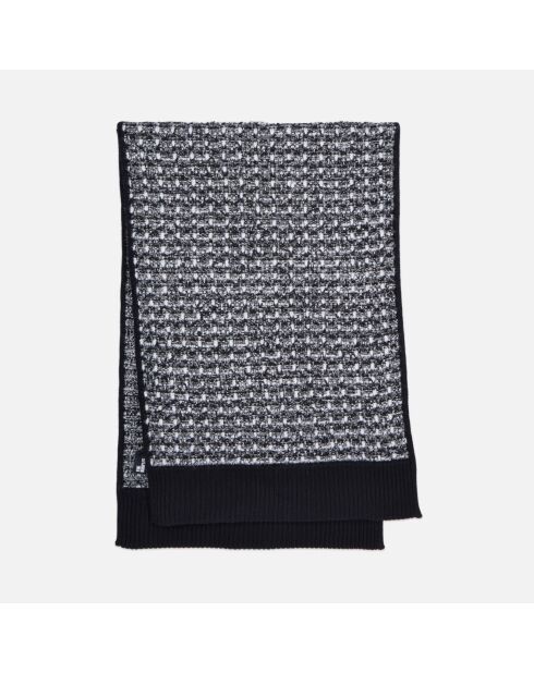 Écharpe à sequins en tweed noire et blanche