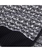 Écharpe à sequins en tweed noire et blanche