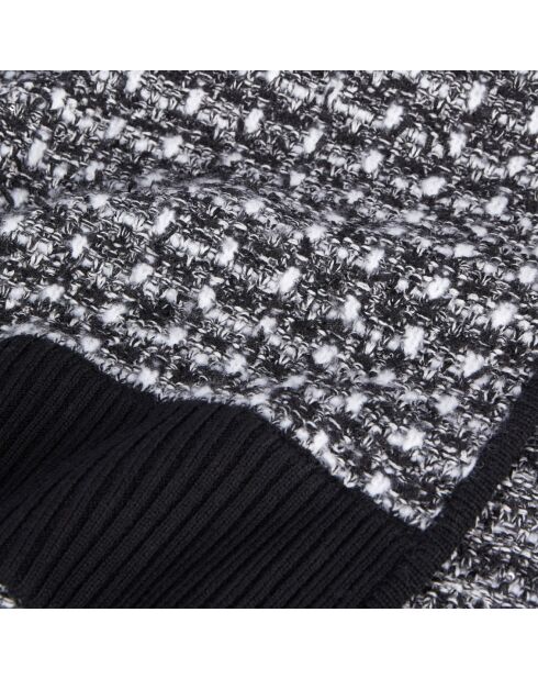 Écharpe à sequins en tweed noire et blanche