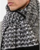 Écharpe à sequins en tweed noire et blanche