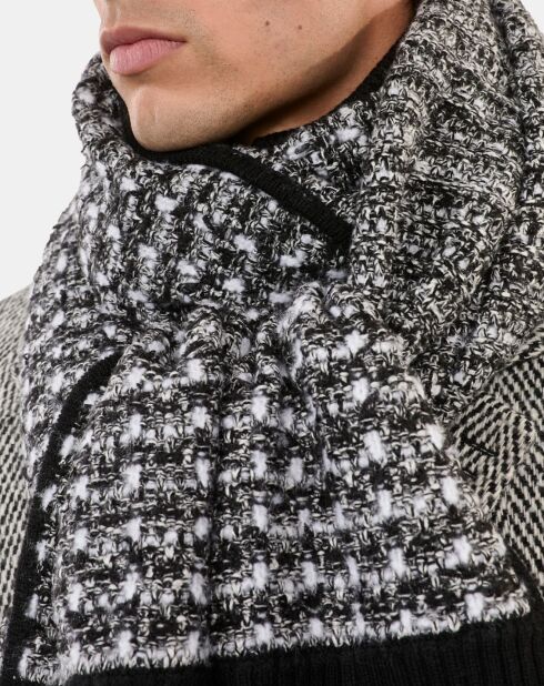 Écharpe à sequins en tweed noire et blanche