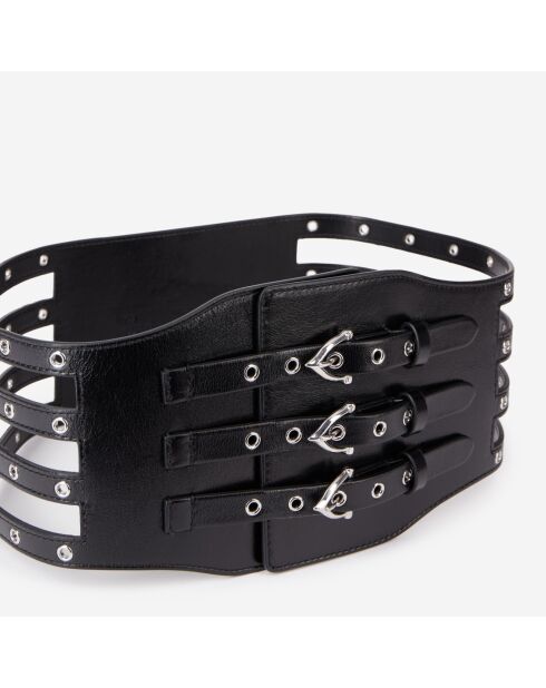 Ceinture corset en cuir  avec œillets noire