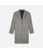 Manteau long chevron noire et blanche