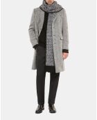 Manteau long chevron noire et blanche
