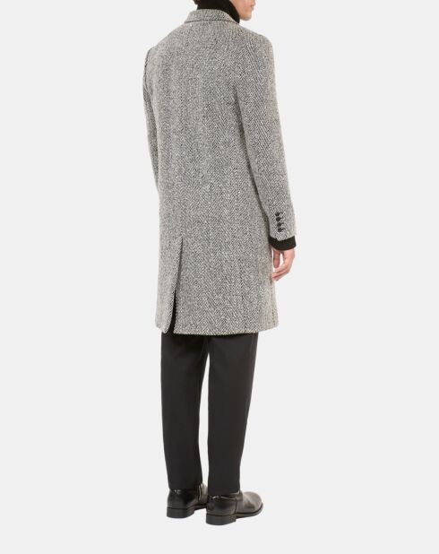 Manteau long chevron noire et blanche