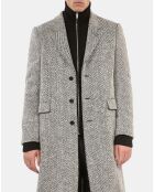 Manteau long chevron noire et blanche