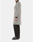 Manteau long chevron noire et blanche