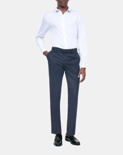 Pantalon de costume en laine bleu marine