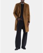 Manteau long en laine mélangée camel