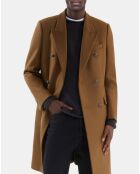 Manteau long en laine mélangée camel