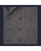 Caban court en laine mélangée chevron noir et gris