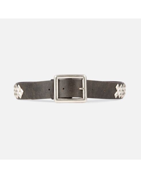 Ceinture cloutée en cuir marron