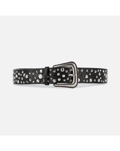 Ceinture cloutée en cuir noire