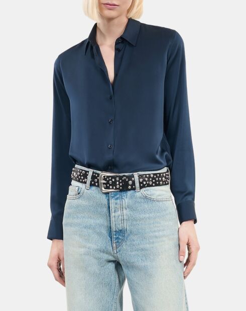 Ceinture cloutée en cuir noire