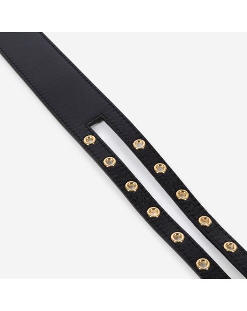 Ceinture à double boucle en cuir noire