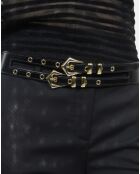 Ceinture à double boucle en cuir noire