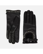Gants cloutés en cuir noirs