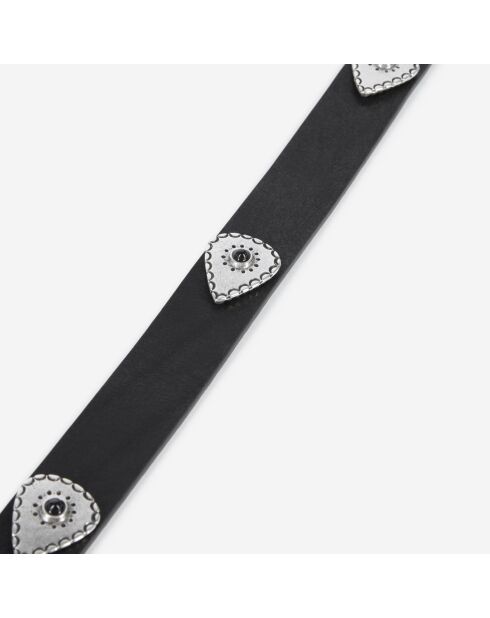 Ceinture fine cloutée en cuir noire