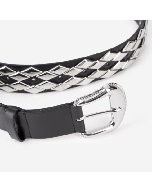Ceinture en cuir avec clous noire