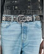 Ceinture en cuir avec clous noire