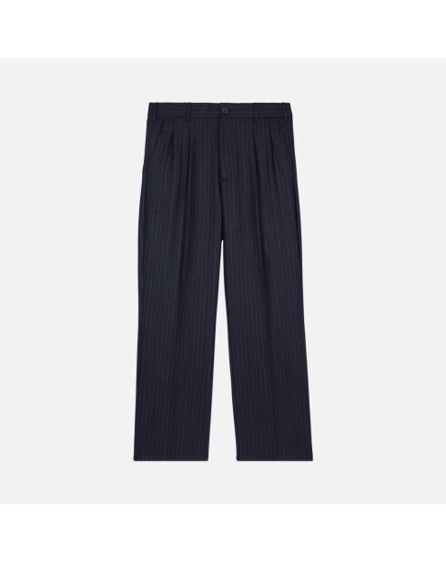 Pantalon large à rayures bleu marine