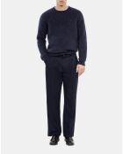 Pantalon large à rayures bleu marine