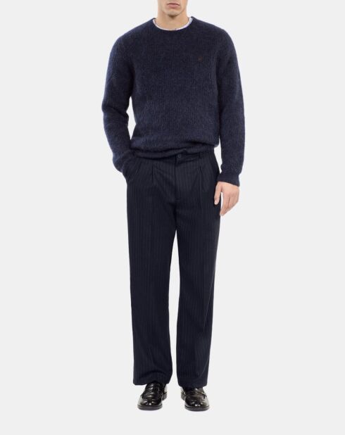 Pantalon large à rayures bleu marine