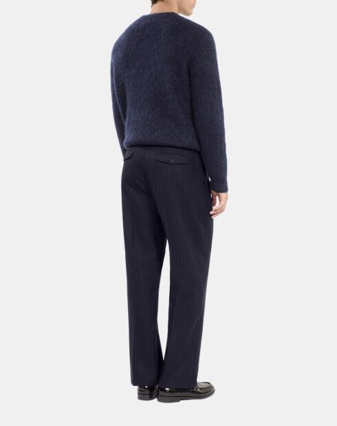 Pantalon large à rayures bleu marine