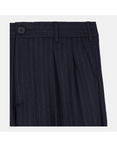 Pantalon large à rayures bleu marine