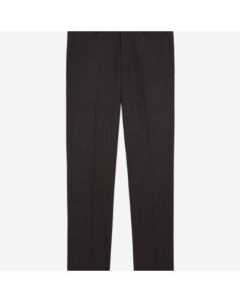 Pantalon de costume pied de poule en laine marron, noir