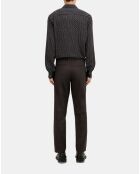 Pantalon de costume pied de poule en laine marron, noir