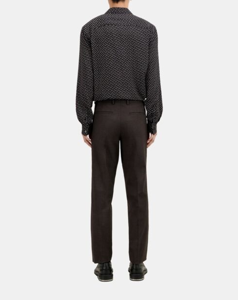Pantalon de costume pied de poule en laine marron, noir