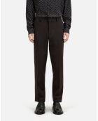 Pantalon de costume pied de poule en laine marron, noir