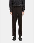 Pantalon de costume pied de poule en laine marron, noir