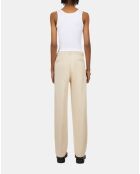 Pantalon droit avec pinces beige