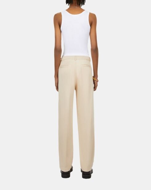 Pantalon droit avec pinces beige