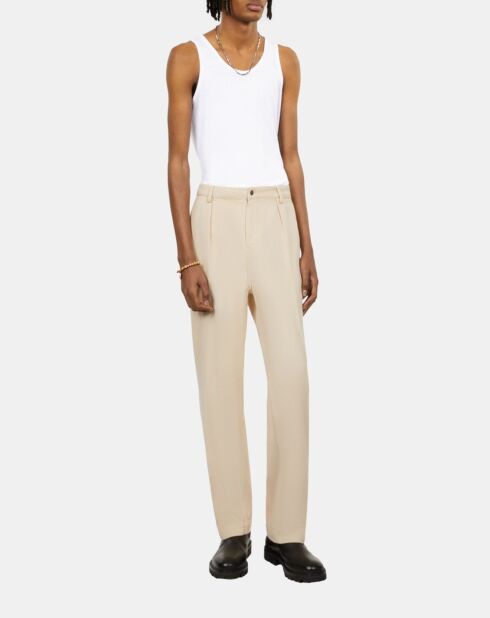 Pantalon droit avec pinces beige