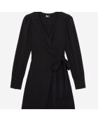 Robe portefeuille courte noire en crêpe