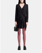 Robe portefeuille courte noire en crêpe