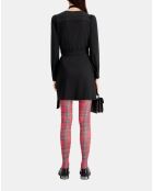 Robe portefeuille courte noire en crêpe