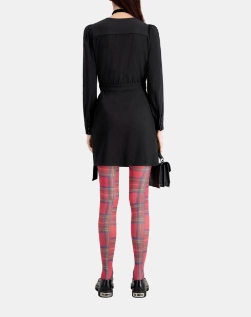 Robe portefeuille courte noire en crêpe