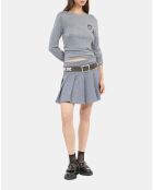 T-shirt manches longues imprimé gris mélangé