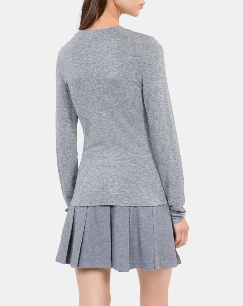 T-shirt manches longues imprimé gris mélangé